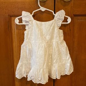 White ralph lauren eyelet dress with matching diaper cover 3m